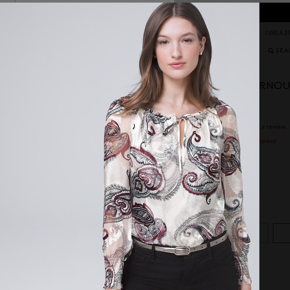 NWT White House Black Market Xl silk  paisley top